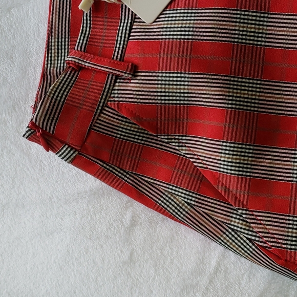 Nwt damo studio plaid skirt red pleat - Picture 4 of 6